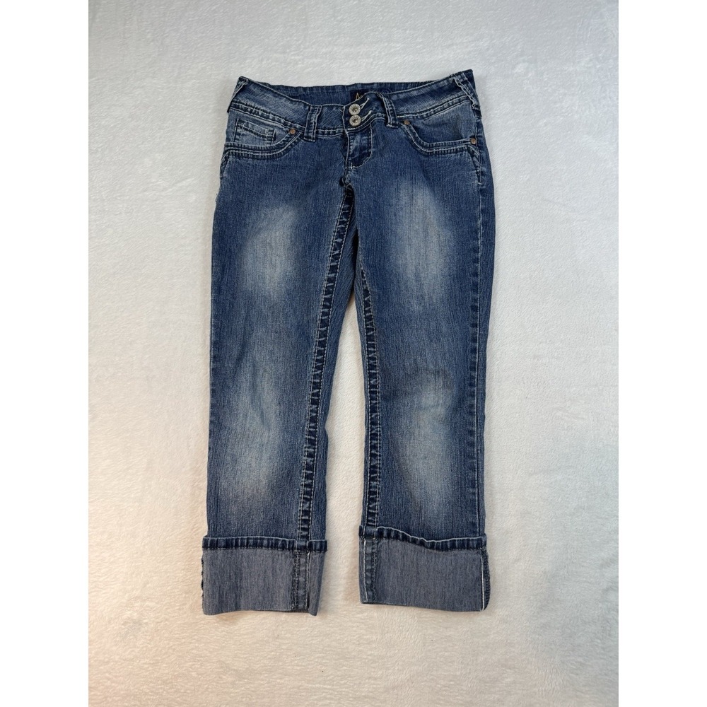 Angels Y2K Vintage Cropped Jean Capri size 7 Juniors Gem Micro Low Rise